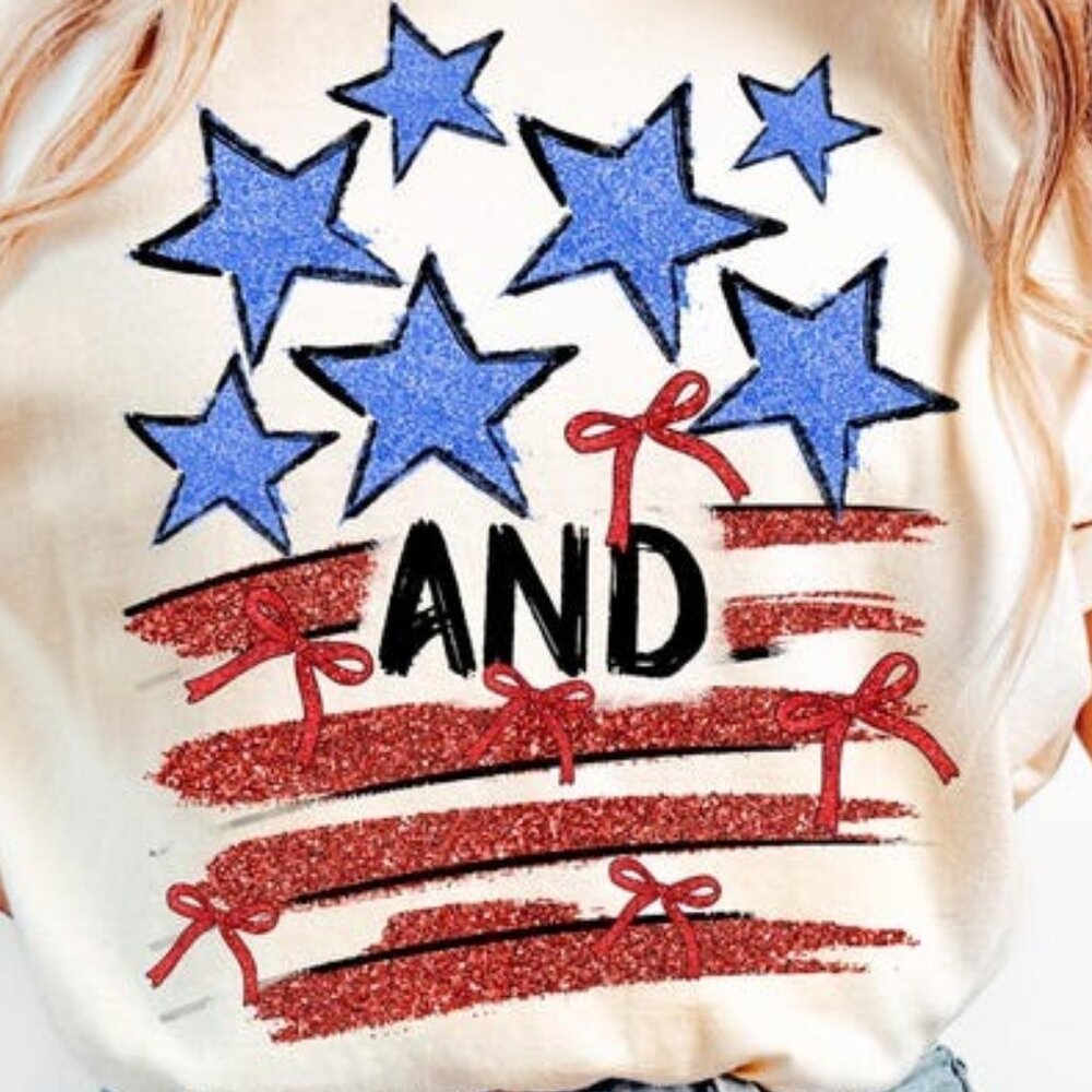 Glitter America Coquette Shirt, America Brushstroke Shirt - Picture 2 of 4